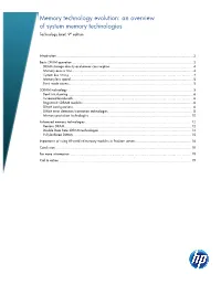 An Overview of System Memory Technologies Technology Brief, 9Th Edition