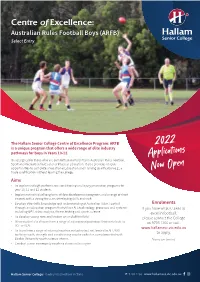 Australian Rules Football Boys (ARFB) Select Entry