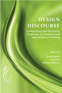 DESIGN DISCOURSE Composing and Revising Programs in Professional and Technical Writing