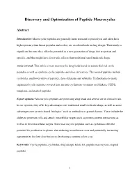 Discovery and Optimization of Peptide Macrocycles