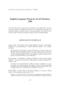 English-Language Works by JAAS Members 1998