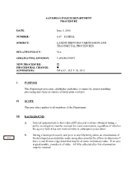 Latent Print Documenation and Transmittal Procedures, DP6.07