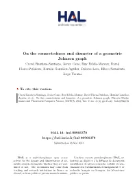 On the Connectedness and Diameter of a Geometric Johnson Graph