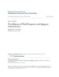The Influence of Word Frequency and Aging on Lexical Access