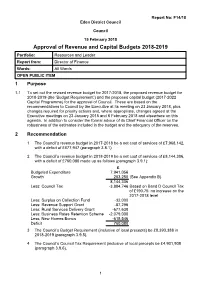 Approval of Revenue and Capital Budgets 2018-2019 Portfolio: Resources and Leader Report From: Director of Finance Wards: All Wards OPEN PUBLIC ITEM 1 Purpose