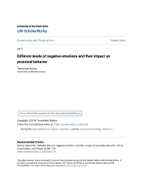 Different Levels of Negative Emotions and Their Impact on Prosocial Behavior