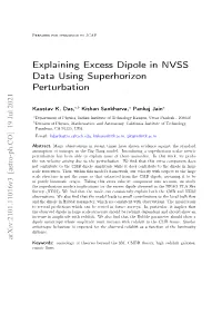 Explaining Excess Dipole in NVSS Data Using Superhorizon Perturbation