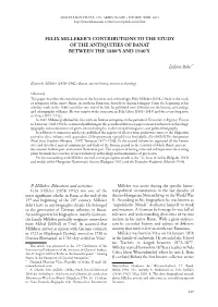 Felix Milleker's Contributions to the Study of The