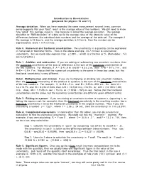 Introduction to Uncertainties (Prepared for Physics 15 and 17)