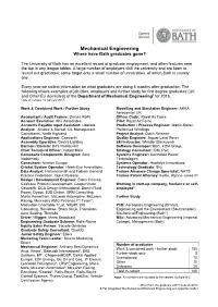 Mechanical Engineering Where Have Bath Graduates Gone?