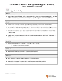 ​Techtalks: Calendar Management (Apple / Android)