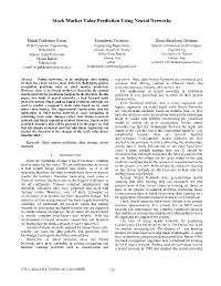 Stock Market Value Prediction Using Neural Networks