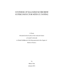 Synthesis of Magnesium Diboride Superconductor with Cu Doping