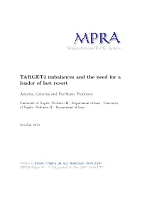 TARGET2 Imbalances and the Need for a Lender of Last Resort
