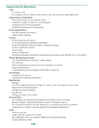 Topics List for Bioethics