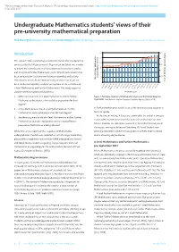 Undergraduate Mathematics Students' Views of Their Pre-University