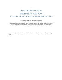 Bacteria Reduction Implementation Plan for the Middle Huron River Watershed