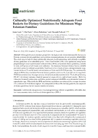 Culturally Optimised Nutritionally Adequate Food Baskets for Dietary Guidelines for Minimum Wage Estonian Families