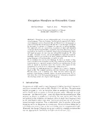 Exception Handlers As Extensible Cases