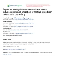 Exposure to Negative Socio-Emotional Events Induces Sustained Alteration of Resting-State Brain Networks in the Elderly
