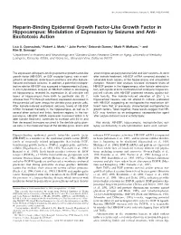 Heparin-Binding Epidermal Growth Factor-Like Growth Factor in Hippocampus: Modulation of Expression by Seizures and Anti- Excitotoxic Action