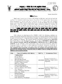 List of Eligible Condidates for Common Written Examination for the Post of Technician