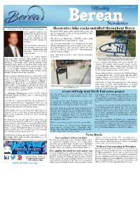 Newsletter Message from Mayor Cyril Kleem Decorative Bike Racks Installed Throughout Berea