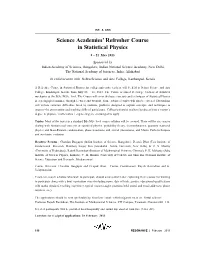 Science Academies' Refresher Course in Statistical Physics