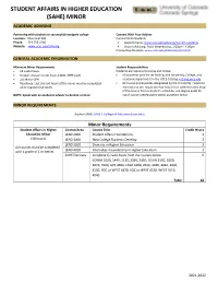 Student Affairs in Higher Education (Sahe) Minor