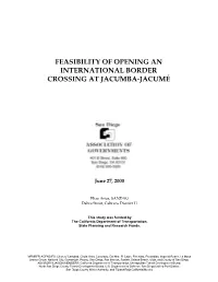Feasability of Opening an International Border Crossing at Jacumba-Jacume