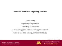 Matlab: Parallel Computing Toolbox
