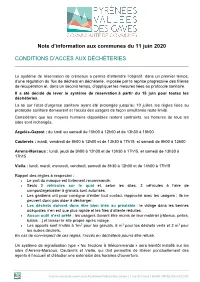 Note D'information Aux Communes Du 11 Juin 2020 CONDITIONS D