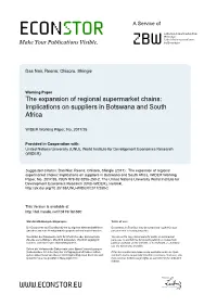 The Expansion of Regional Supermarket Chains: Implications on Suppliers in Botswana and South Africa