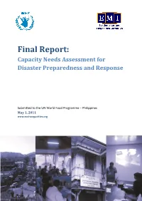 Final Report: Capacity Needs Assessment for Disaster Preparedness and Response