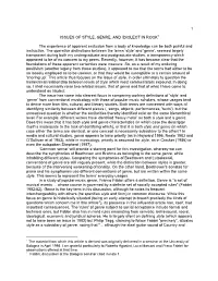 Issues of Style, Genre, and Idiolect in Rock1