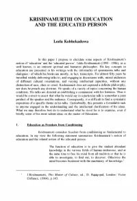 Krishnamurthi on Education and the Educated Person