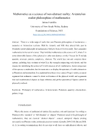 Mathematics As a Science of Non-Abstract Reality: Aristotelian Realist Philosophies of Mathematics