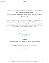 1 Integrative Omics Analyses Reveal Epigenetic Memory in Diabetic Renal