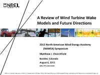 A Review of Wind Turbine Wake Models and Future Directions