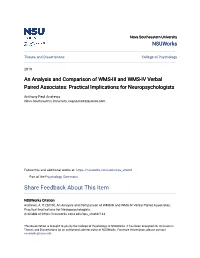 An Analysis and Comparison of WMS-III and WMS-IV Verbal Paired Associates: Practical Implications for Neuropsychologists