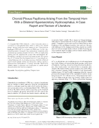 Choroid Plexus Papilloma Arising from the Temporal Horn with a Bilateral Hypersecretory Hydrocephalus: a Case Report and Review of Literature