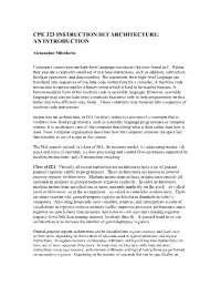 Cpe 323 Instruction Set Architecture: an Introduction
