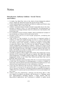 Introduction: Anthony Giddens – Social Theory and Politics