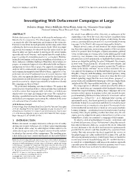 Investigating Web Defacement Campaigns at Large