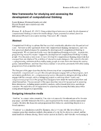 New Frameworks for Studying and Developing Computational Thinking