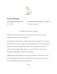 News Release for IMMEDIATE RELEASE for MORE INFORMATION, CONTACT Oct