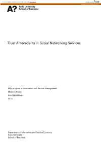 Trust Antecedents in Social Networking Services