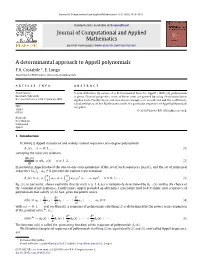 A Determinantal Approach to Appell Polynomials F.A