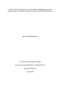 Analysis About the Relation Between External Exposure to English Language and the Language Competence of Students in Fifth Grade from San Pedro School in Bucaramanga