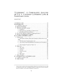 Catfishing”: a Comparative Analysis of U.S